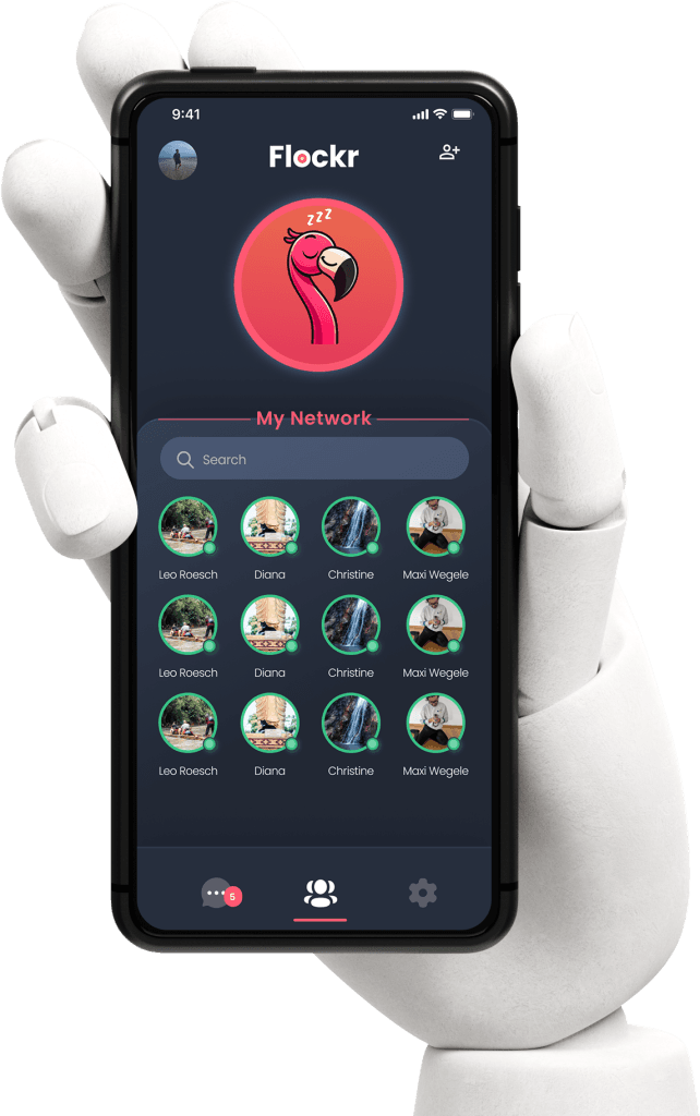 Die Flockr-App auf einem Smartphone – von NoviCogi entwickelt