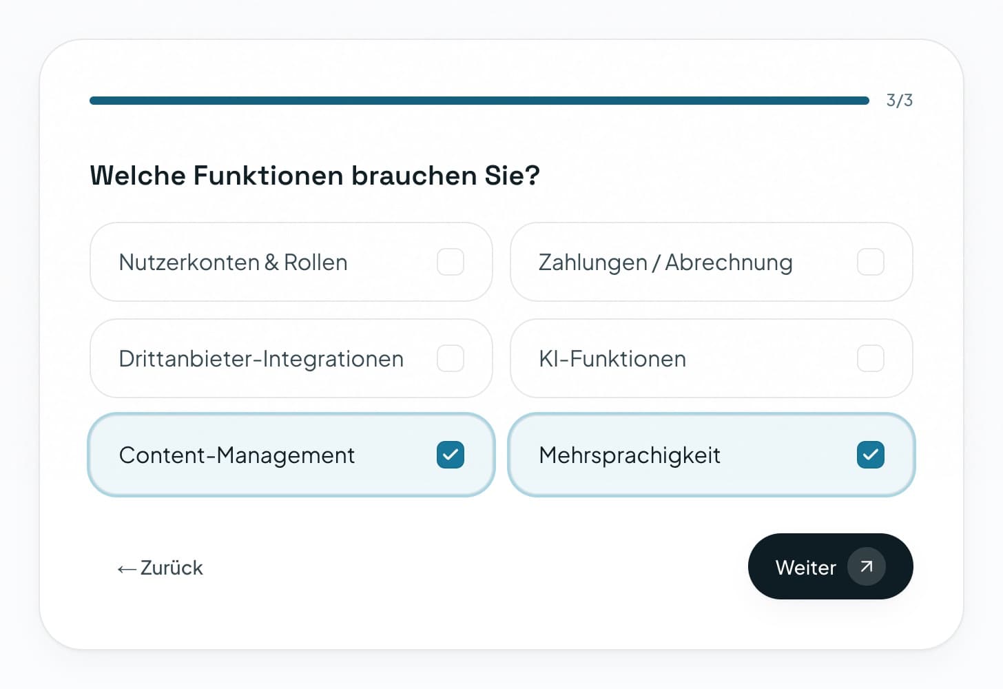 Projekt-Kostenrechner von NoviCogi mit geschätzter Budget-Spanne