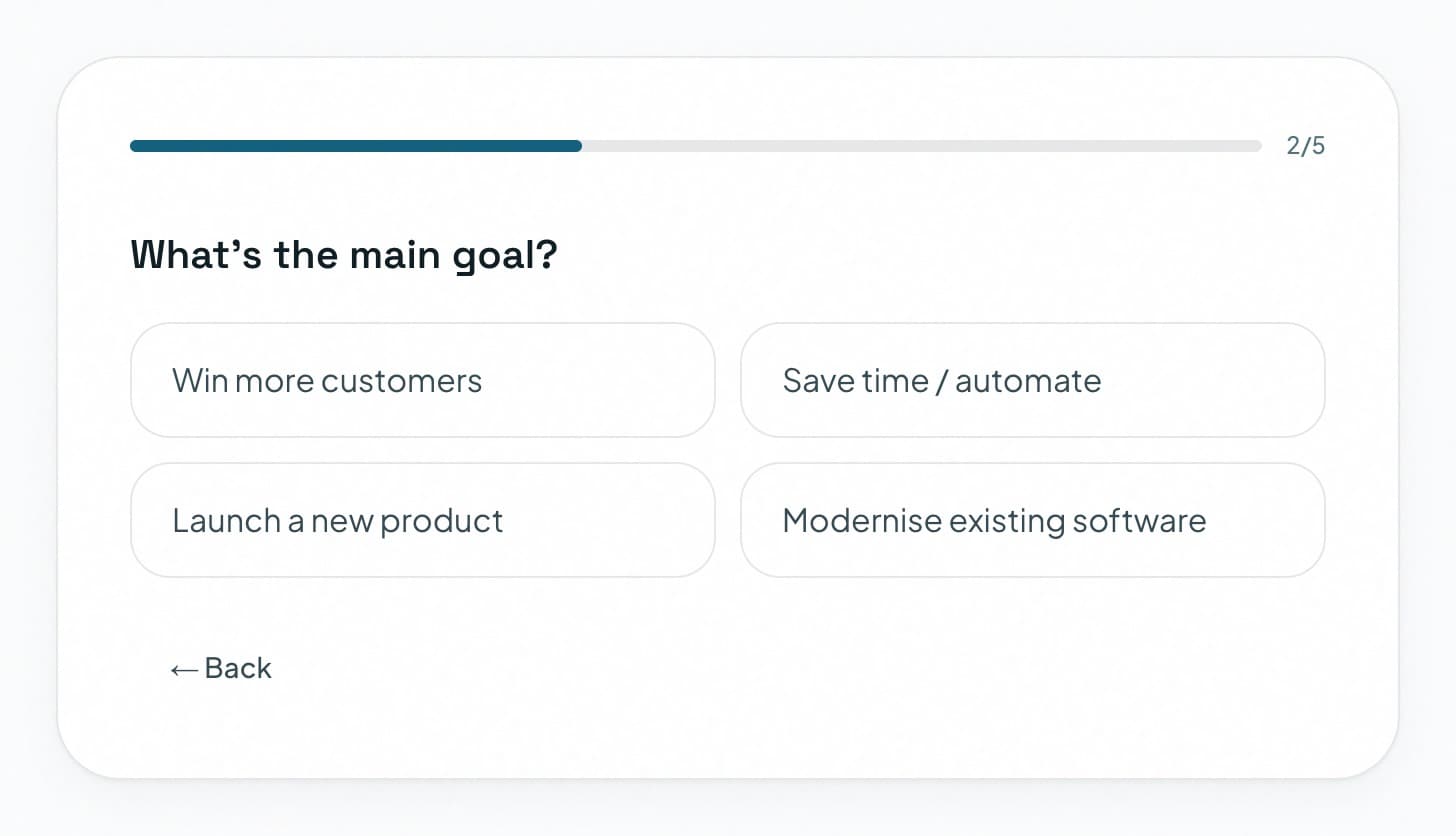 NoviCogi project configurator — choosing the project goal